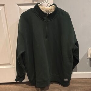 Eddie Bauer Men's Green Sherpa Lined Half-Zip Sweater